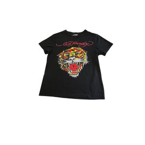 Ed Hardy Tiger Face Men’s Medium Black T-Shirt Short Sleeve